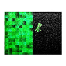 Обложка для студенческого билета с принтом MINECRAFT CREEPER в Тюмени, натуральная кожа | Размер: 11*8 см; Печать на всей внешней стороне | Тематика изображения на принте: blox | creeper | dungeons | game | geometry | green | neon | pixel | steve | алекс | детям | зелень | игра | кислотный | крипер | куб | логотипы игр | майнкрафт | мальчикам | мобы | неоновый | пиксель | пиксельный | подземелья