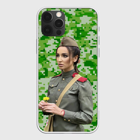 Чехол для iPhone 12 Pro Max с принтом Buzova military в Тюмени, Силикон |  | bag | buzova | camouflage | eyes | face | flower | garrison cap | girl | lips | military | star | straps | глаза | губы | девушка | камуфляж | лицо | пилотка | погоны | сумка