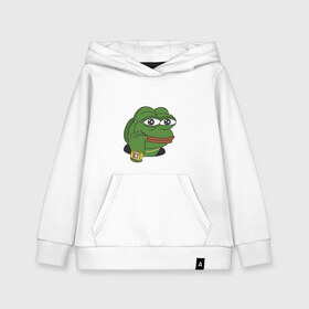 Детская толстовка хлопок с принтом Meme Pepe Frog в Тюмени, 100% хлопок | Круглый горловой вырез, эластичные манжеты, пояс, капюшен | meme | meme frog | meme pepe | pepe | мем | мемы