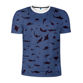 Мужская футболка 3D спортивная с принтом Manta в Тюмени, 100% полиэстер с улучшенными характеристиками | приталенный силуэт, круглая горловина, широкие плечи, сужается к линии бедра | dolphin | fish | killer whale | manta | see life | shark | акула | дельфин | касатка | морские обитатели | рыба