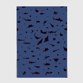 Постер с принтом Manta в Тюмени, 100% бумага
 | бумага, плотность 150 мг. Матовая, но за счет высокого коэффициента гладкости имеет небольшой блеск и дает на свету блики, но в отличии от глянцевой бумаги не покрыта лаком | dolphin | fish | killer whale | manta | see life | shark | акула | дельфин | касатка | морские обитатели | рыба
