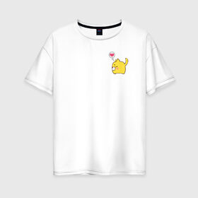 Женская футболка хлопок Oversize с принтом Кот в Тюмени, 100% хлопок | свободный крой, круглый ворот, спущенный рукав, длина до линии бедер
 | животное | кот | сердце | смешной