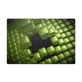 Пазл магнитный 126 элементов с принтом зеленый куб в Тюмени, полимерный материал с магнитным слоем | 126 деталей, размер изделия —  180*270 мм | 3d | абстракция | зеленый | илюзия | квадрат | куб