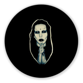 Коврик для мышки круглый с принтом Marilyn Manson в Тюмени, резина и полиэстер | круглая форма, изображение наносится на всю лицевую часть | manson | marilyn | marilyn manson | мэнсон | мэрилин | мэрилин мэнсон