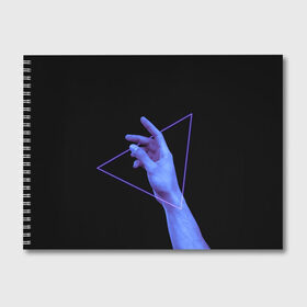 Альбом для рисования с принтом Неоновая рука в Тюмени, 100% бумага
 | матовая бумага, плотность 200 мг. | Тематика изображения на принте: 