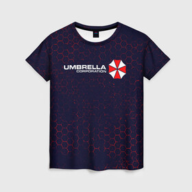 Женская футболка 3D с принтом UMBRELLA CORP / АМБРЕЛЛА в Тюмени, 100% полиэфир ( синтетическое хлопкоподобное полотно) | прямой крой, круглый вырез горловины, длина до линии бедер | corp | corporation | evil | game | games | logo | resident | umbrella | амбрелла | зла | зонт | зонтик | игра | игры | корп | корпорация | лого | логотип | обитель | резидент | символ | эвил