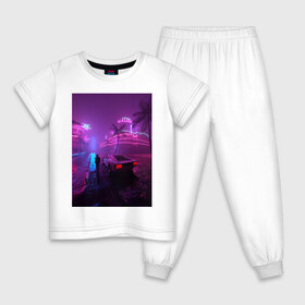 Детская пижама хлопок с принтом NEON ART 111 в Тюмени, 100% хлопок |  брюки и футболка прямого кроя, без карманов, на брюках мягкая резинка на поясе и по низу штанин
 | art | neon aesthetic | neon art | vaporwave art | цифровые файлы