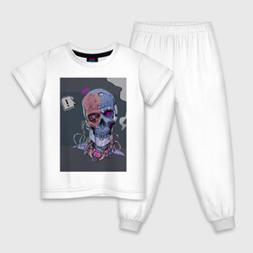 Детская пижама хлопок с принтом Cyberpunk ART NEON 1 в Тюмени, 100% хлопок |  брюки и футболка прямого кроя, без карманов, на брюках мягкая резинка на поясе и по низу штанин
 | art | cyberpunk art | neon aesthetic | neon art | vaporwave art | киберпанк | цифровые файлы