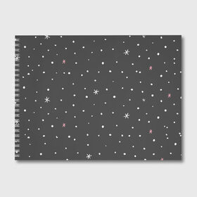 Альбом для рисования с принтом Снежинки и звёзды в Тюмени, 100% бумага
 | матовая бумага, плотность 200 мг. | белый | звезда | зима | небо | снег | снежинка | чёрный