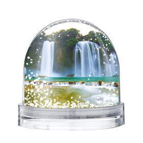 Снежный шар с принтом водопад в Тюмени, Пластик | Изображение внутри шара печатается на глянцевой фотобумаге с двух сторон | водопад | джунгли | лес | природа | река