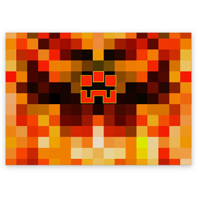 Поздравительная открытка с принтом Minecraft Dungeons в Тюмени, 100% бумага | плотность бумаги 280 г/м2, матовая, на обратной стороне линовка и место для марки
 | blox | creeper | dungeons | geometry | logo games | orange | pixel | red | steve | алекс | геометрия | детям | крипер | куб | логотипы игр | майнкрафт | мальчикам | мобы | огненный | огонь | пигги | пиксель | пиксельный | подземелья