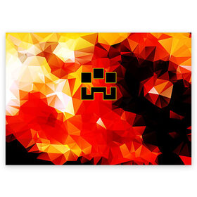 Поздравительная открытка с принтом Minecraft Dungeons в Тюмени, 100% бумага | плотность бумаги 280 г/м2, матовая, на обратной стороне линовка и место для марки
 | blox | creeper | dungeons | geometry | logo games | orange | pixel | red | steve | алекс | геометрия | детям | крипер | куб | логотипы игр | майнкрафт | мальчикам | мобы | огненный | огонь | пигги | пиксель | пиксельный | подземелья