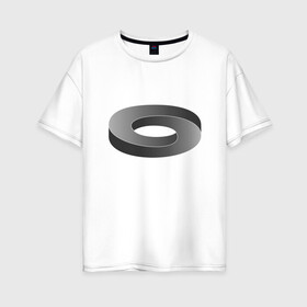 Женская футболка хлопок Oversize с принтом Иллюзия в Тюмени, 100% хлопок | свободный крой, круглый ворот, спущенный рукав, длина до линии бедер
 | иллюзии | иллюзия | иллюзорные | иллюзорный | круг | круги | парадокс | парадоксы