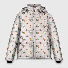 Мужская зимняя куртка 3D с принтом Швейные безделушки в Тюмени, верх — 100% полиэстер; подкладка — 100% полиэстер; утеплитель — 100% полиэстер | длина ниже бедра, свободный силуэт Оверсайз. Есть воротник-стойка, отстегивающийся капюшон и ветрозащитная планка. 

Боковые карманы с листочкой на кнопках и внутренний карман на молнии. | арт | иголка | иголки | напёрсток | нитка | нитки | пуговица | пуговицы | рисунок | цветная пуговица | цветные пуговицы