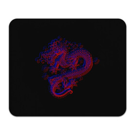Коврик для мышки прямоугольный с принтом 3д Дракон в Тюмени, натуральный каучук | размер 230 х 185 мм; запечатка лицевой стороны | Тематика изображения на принте: 3д эффект | китайский дракон | красный | миф | оптическая иллюзия | синий