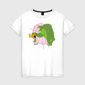 Женская футболка хлопок с принтом Зомби Даффи в Тюмени, 100% хлопок | прямой крой, круглый вырез горловины, длина до линии бедер, слегка спущенное плечо | daffy duck | looney tunes | vdzabma | даффи дак | луни тюнз