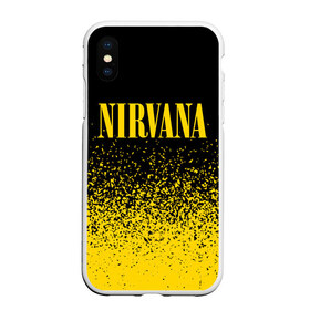 Чехол для iPhone XS Max матовый с принтом NIRVANA НИРВАНА в Тюмени, Силикон | Область печати: задняя сторона чехла, без боковых панелей | band | cobain | face | kurt | logo | music | nirvana | rock | rocknroll | группа | кобейн | курт | лого | логотип | музыка | музыкальная | нирвана | рожица | рок | рокнролл | символ