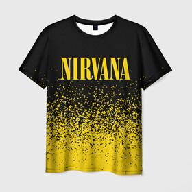 Мужская футболка 3D с принтом NIRVANA / НИРВАНА в Тюмени, 100% полиэфир | прямой крой, круглый вырез горловины, длина до линии бедер | band | cobain | face | kurt | logo | music | nirvana | rock | rocknroll | группа | кобейн | курт | лого | логотип | музыка | музыкальная | нирвана | рожица | рок | рокнролл | символ