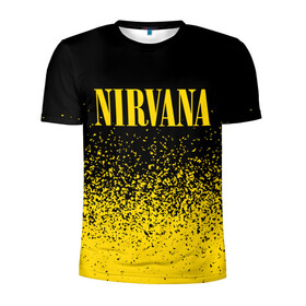 Мужская футболка 3D спортивная с принтом NIRVANA / НИРВАНА в Тюмени, 100% полиэстер с улучшенными характеристиками | приталенный силуэт, круглая горловина, широкие плечи, сужается к линии бедра | band | cobain | face | kurt | logo | music | nirvana | rock | rocknroll | группа | кобейн | курт | лого | логотип | музыка | музыкальная | нирвана | рожица | рок | рокнролл | символ