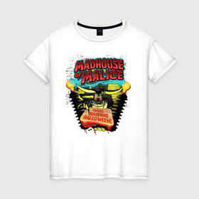 Женская футболка хлопок с принтом Madhouse of Malice в Тюмени, 100% хлопок | прямой крой, круглый вырез горловины, длина до линии бедер, слегка спущенное плечо | bugs bunny | looney tunes | vdzabma | багз банни | луни тюнз