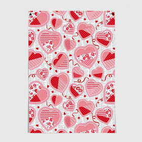 Постер с принтом Розовые валентинки в Тюмени, 100% бумага
 | бумага, плотность 150 мг. Матовая, но за счет высокого коэффициента гладкости имеет небольшой блеск и дает на свету блики, но в отличии от глянцевой бумаги не покрыта лаком | арт | влюблённые | день влюблённых | день святого валентина | красный | рисунок | розовый | сердечко | сердца | сердце | середчки