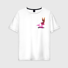 Женская футболка хлопок Oversize с принтом Багз Хэллоуин в Тюмени, 100% хлопок | свободный крой, круглый ворот, спущенный рукав, длина до линии бедер
 | bugs bunny | looney tunes | vdzabma | багз банни | луни тюнз