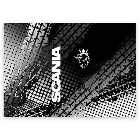 Поздравительная открытка с принтом Scania в Тюмени, 100% бумага | плотность бумаги 280 г/м2, матовая, на обратной стороне линовка и место для марки
 | king of road | king of the road | saab | saab logo | scania | scania king | scania logo | грузовик | дальнобойщик | сааб | сканиа | скания | скания значок | скания лого | скания логотип | скания символ | шофер