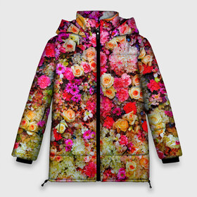 Женская зимняя куртка 3D с принтом Цветы в Тюмени, верх — 100% полиэстер; подкладка — 100% полиэстер; утеплитель — 100% полиэстер | длина ниже бедра, силуэт Оверсайз. Есть воротник-стойка, отстегивающийся капюшон и ветрозащитная планка. 

Боковые карманы с листочкой на кнопках и внутренний карман на молнии | весна | красивые цветы | красота | милые цветы | орхидея | пион | роза | розы | ромашка | сад | сирень | фиалка | цветок | цветочки | цветы