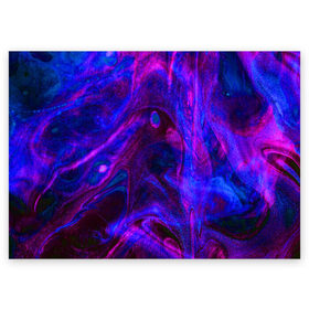 Поздравительная открытка с принтом Space в Тюмени, 100% бумага | плотность бумаги 280 г/м2, матовая, на обратной стороне линовка и место для марки
 | abstraction | glitter | paint | stains | абстракция | блестки | краска | разводы | розовый | синий