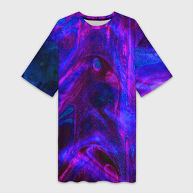 Платье-футболка 3D с принтом Space в Тюмени,  |  | abstraction | glitter | paint | stains | абстракция | блестки | краска | разводы | розовый | синий