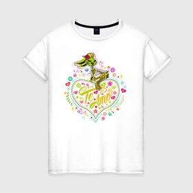 Женская футболка хлопок с принтом Te Amo в Тюмени, 100% хлопок | прямой крой, круглый вырез горловины, длина до линии бедер, слегка спущенное плечо | Тематика изображения на принте: lola bunny | looney tunes | vdzabma | лола банни | луни тюнз