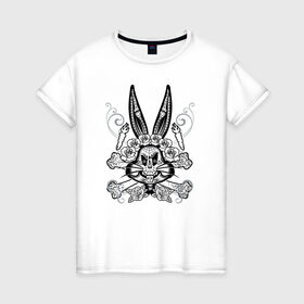 Женская футболка хлопок с принтом Bugs Bunny в Тюмени, 100% хлопок | прямой крой, круглый вырез горловины, длина до линии бедер, слегка спущенное плечо | bugs bunny | looney tunes | vdzabma | багз банни | луни тюнз