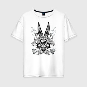 Женская футболка хлопок Oversize с принтом Bugs Bunny в Тюмени, 100% хлопок | свободный крой, круглый ворот, спущенный рукав, длина до линии бедер
 | bugs bunny | looney tunes | vdzabma | багз банни | луни тюнз