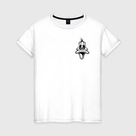 Женская футболка хлопок с принтом Даффи Дак в Тюмени, 100% хлопок | прямой крой, круглый вырез горловины, длина до линии бедер, слегка спущенное плечо | daffy duck | looney tunes | vdzabma | даффи дак | луни тюнз