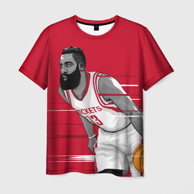 Мужская футболка 3D с принтом James Harden Houston Rockets в Тюмени, 100% полиэфир | прямой крой, круглый вырез горловины, длина до линии бедер | 