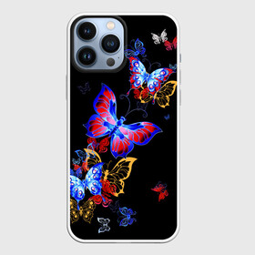 Чехол для iPhone 13 Pro Max с принтом Поцелуй бабочек в Тюмени,  |  | angel | butterfly | fairy | neon | night | wings | ангел | бабочка | бабочки | девушке | животные | красочные | крылья | летающие | магия | махаон | мотыльки | насекомые | неоновые | ночные | ночь | подарок | природа