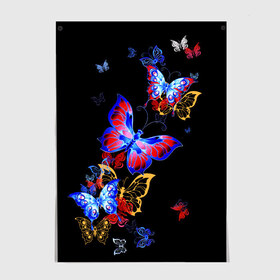 Постер с принтом Поцелуй бабочек в Тюмени, 100% бумага
 | бумага, плотность 150 мг. Матовая, но за счет высокого коэффициента гладкости имеет небольшой блеск и дает на свету блики, но в отличии от глянцевой бумаги не покрыта лаком | angel | butterfly | fairy | neon | night | wings | ангел | бабочка | бабочки | девушке | животные | красочные | крылья | летающие | магия | махаон | мотыльки | насекомые | неоновые | ночные | ночь | подарок | природа