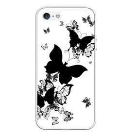 Чехол для iPhone 5/5S матовый с принтом Черные бабочки на белом в Тюмени, Силикон | Область печати: задняя сторона чехла, без боковых панелей | angel | black and white | butterfly | fairy | fashion girl | wings | ангел | бабочка | девушке | животные | крылья | летающие | магия | махаон | мотылек | мотыльки | насекомые | нежные | подарок | природа | сказочные | татуировки