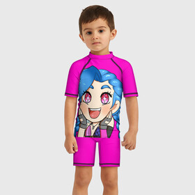 Детский купальный костюм 3D с принтом Cute Anime JINX в Тюмени, Полиэстер 85%, Спандекс 15% | застежка на молнии на спине | аниме | девочка | милашка | няшка | рисовка