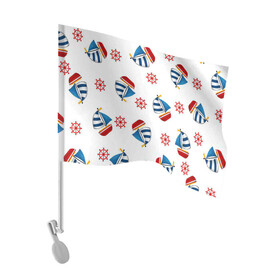 Флаг для автомобиля с принтом Морская атмосфера в Тюмени, 100% полиэстер | Размер: 30*21 см | арт | белый | корабли | корабль | красный | море | рисунок | синий | штурвал | яхта | яхты