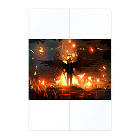 Магнитный плакат 2Х3 с принтом Темный ангел ада в Тюмени, Полимерный материал с магнитным слоем | 6 деталей размером 9*9 см | ад | внутренне зло | демон | демоненок | крылья | миф | нимб | посох | преисподняя | силэут | страшные сказки | темный ангел | фольклор