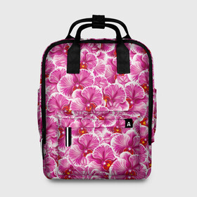Женский рюкзак 3D с принтом Розовые орхидеи в Тюмени, 100% полиэстер | лямки с регулируемой длиной, сверху ручки, чтобы рюкзак нести как сумку. Основное отделение закрывается на молнию, как и внешний карман. Внутри два дополнительных кармана, один из которых закрывается на молнию. По бокам два дополнительных кармашка, куда поместится маленькая бутылочка
 | fashion flowers | pink | tropical | азия | бабочки | бразилия | букет | бутоны | джунгли | лепестки | лето | любимая | марта | нежные | орхидея | подарок | природа | растения | тропики | тропические | узор | цветение