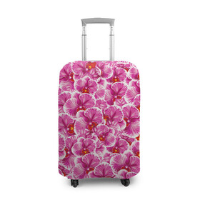 Чехол для чемодана 3D с принтом Розовые орхидеи в Тюмени, 86% полиэфир, 14% спандекс | двустороннее нанесение принта, прорези для ручек и колес | Тематика изображения на принте: fashion flowers | pink | tropical | азия | бабочки | бразилия | букет | бутоны | джунгли | лепестки | лето | любимая | марта | нежные | орхидея | подарок | природа | растения | тропики | тропические | узор | цветение