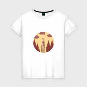 Женская футболка хлопок с принтом Siren Head в Тюмени, 100% хлопок | прямой крой, круглый вырез горловины, длина до линии бедер, слегка спущенное плечо | siren head | игра | лес | монстр | персонаж | сирена | сиреноголовый | чудовище