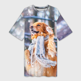 Платье-футболка 3D с принтом Золотистый Ретривер в Тюмени,  |  | dog | животные | золотистый | золотой | пес | природа | ретривер | собака | собаки | собакчка | собачки