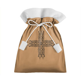 Подарочный 3D мешок с принтом Узорный крест в Тюмени, 100% полиэстер | Размер: 29*39 см | Тематика изображения на принте: готика | крест | симметричный рисунок. | тату | узорный крест | узоры