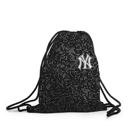 Рюкзак-мешок 3D с принтом New York Yankees в Тюмени, 100% полиэстер | плотность ткани — 200 г/м2, размер — 35 х 45 см; лямки — толстые шнурки, застежка на шнуровке, без карманов и подкладки | Тематика изображения на принте: baseball | fashion | game | glitch | new york | sport | бейсбол | игра | мода | нью йорк | спорт