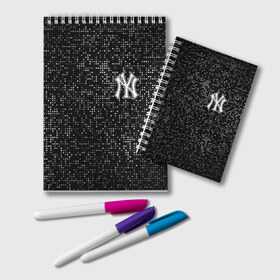 Блокнот с принтом New York Yankees в Тюмени, 100% бумага | 48 листов, плотность листов — 60 г/м2, плотность картонной обложки — 250 г/м2. Листы скреплены удобной пружинной спиралью. Цвет линий — светло-серый
 | Тематика изображения на принте: baseball | fashion | game | glitch | new york | sport | бейсбол | игра | мода | нью йорк | спорт