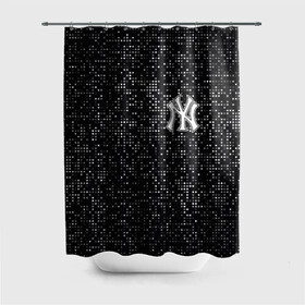 Штора 3D для ванной с принтом New York Yankees в Тюмени, 100% полиэстер | плотность материала — 100 г/м2. Стандартный размер — 146 см х 180 см. По верхнему краю — пластиковые люверсы для креплений. В комплекте 10 пластиковых колец | baseball | fashion | game | glitch | new york | sport | бейсбол | игра | мода | нью йорк | спорт