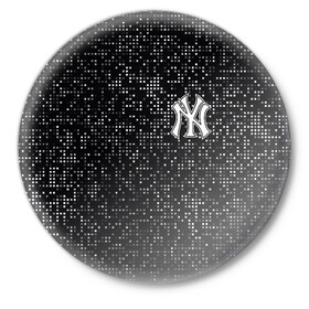 Значок с принтом New York Yankees в Тюмени,  металл | круглая форма, металлическая застежка в виде булавки | Тематика изображения на принте: baseball | fashion | game | glitch | new york | sport | бейсбол | игра | мода | нью йорк | спорт